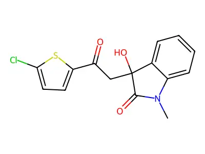 3-[2-(5-Chlorothiophen-2-yl)-2-oxoethyl]-3-hydroxy-1-methylindol-2-one structure