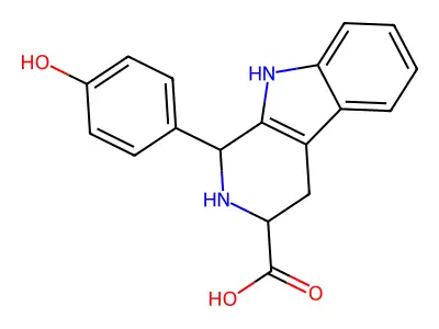 1-(4-hydroxyphenyl)-2,3,4,9-tetrahydro-1H-pyrido[3,4-b]indole-3-carboxylic acid structure