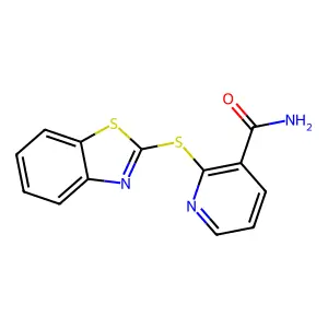 2-(1,3-Benzothiazol-2-ylsulfanyl)pyridine-3-carboxamide structure