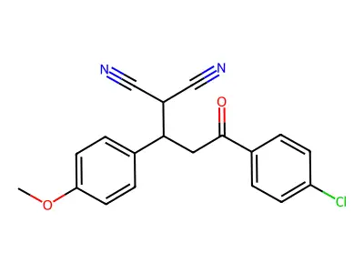 2-(3-(4-Chlorophenyl)-1-(4-methoxyphenyl)-3-oxopropyl)malononitrile structure