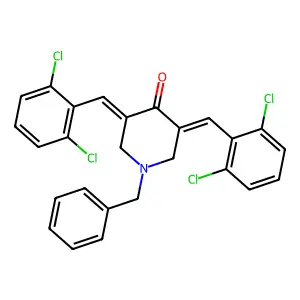 1-Benzyl-3,5-bis(2,6-dichlorobenzylidene)-4-piperidinone structure