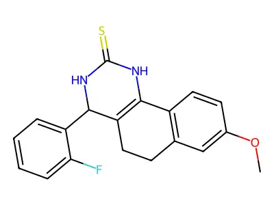 4-(2-fluorophenyl)-8-methoxy-3,4,5,6-tetrahydrobenzo[h]quinazoline-2(1H)-thione structure