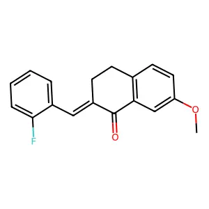 (2E)-2-[(2-fluorophenyl)methylidene]-7-methoxy-3,4-dihydronaphthalen-1-one structure