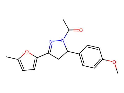 1-[3-(4-Methoxyphenyl)-5-(5-methylfuran-2-yl)-3,4-dihydropyrazol-2-yl]ethanone structure
