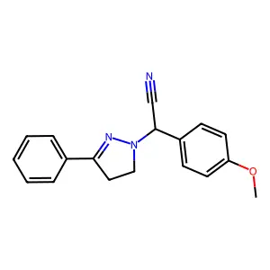 (4-Methoxyphenyl)(3-phenyl-4,5-dihydro-1H-pyrazol-1-yl)acetonitrile structure
