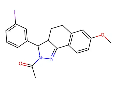 2-acetyl-3-(3-iodophenyl)-7-methoxy-3,3a,4,5-tetrahydro-2H-benzo[g]indazole structure