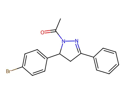 1-(5-(4-bromophenyl)-3-phenyl-4,5-dihydro-1H-pyrazol-1-yl)ethanone structure