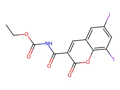 (6,8-Diiodo-2-oxo-2h-chromene-3-carbonyl)-carbamic acid ethyl ester structure