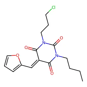 1-butyl-3-(3-chloropropyl)-5-(2-furylmethylene)-2,4,6(1H,3H,5H)-pyrimidinetrione structure