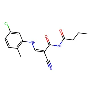 N-butyryl-3-(5-chloro-2-methylanilino)-2-cyanoacrylamide structure