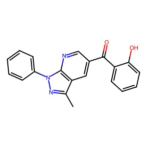 (2-hydroxyphenyl)(3-methyl-1-phenyl-1H-pyrazolo[3,4-b]pyridin-5-yl)methanone structure