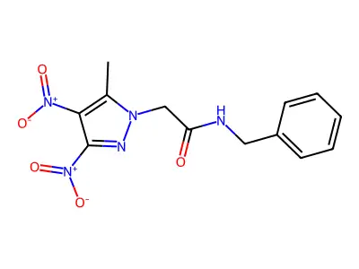 N-benzyl-2-(5-methyl-3,4-dinitro-1H-pyrazol-1-yl)acetamide structure