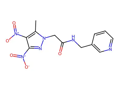 2-(5-methyl-3,4-dinitropyrazol-1-yl)-N-(pyridin-3-ylmethyl)acetamide structure
