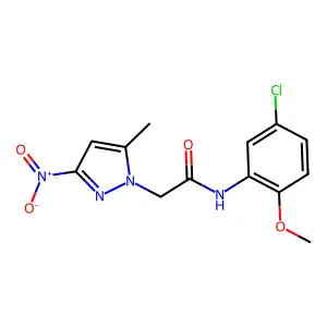 N-(5-chloro-2-methoxyphenyl)-2-(5-methyl-3-nitro-1H-pyrazol-1-yl)acetamide structure