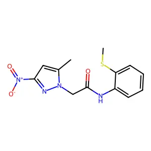 2-(5-methyl-3-nitropyrazol-1-yl)-N-(2-methylsulfanylphenyl)acetamide structure