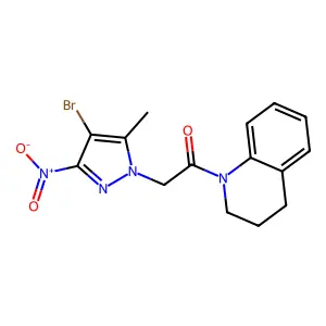 2-(4-bromo-5-methyl-3-nitropyrazol-1-yl)-1-(3,4-dihydro-2H-quinolin-1-yl)ethanone structure