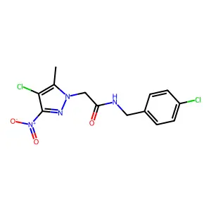 N-(4-Chloro-benzyl)-2-(4-chloro-5-methyl-3-nitro-pyrazol-1-yl)-acetamide structure