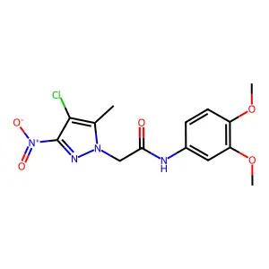2-(4-chloro-5-methyl-3-nitro-1H-pyrazol-1-yl)-N-(3,4-dimethoxyphenyl)acetamide structure