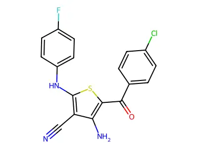 4-Amino-5-(4-chlorobenzoyl)-2-(4-fluoroanilino)thiophene-3-carbonitrile structure
