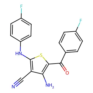 4-Amino-2-(4-fluoroanilino)-5-(4-fluorobenzoyl)thiophene-3-carbonitrile structure