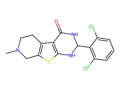 2-(2,6-dichlorophenyl)-7-methyl-2,3,5,6,7,8-hexahydropyrido[4',3':4,5]thieno[2,3-d]pyrimidin-4(1H)-one structure