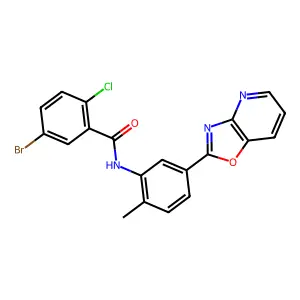 5-bromo-2-chloro-N-[2-methyl-5-([1,3]oxazolo[4,5-b]pyridin-2-yl)phenyl]benzamide structure