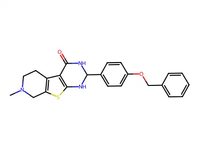 2-[4-(benzyloxy)phenyl]-7-methyl-2,3,5,6,7,8-hexahydropyrido[4',3':4,5]thieno[2,3-d]pyrimidin-4(1H)-one structure