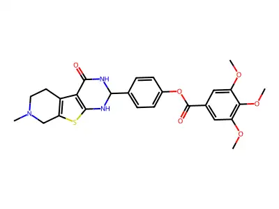 4-(7-methyl-4-oxo-1,2,3,4,5,6,7,8-octahydropyrido[4',3':4,5]thieno[2,3-d]pyrimidin-2-yl)phenyl 3,4,5-trimethoxybenzoate structure