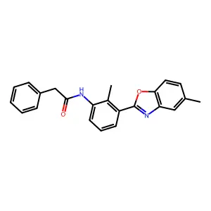 N-[2-methyl-3-(5-methyl-1,3-benzoxazol-2-yl)phenyl]-2-phenylacetamide structure