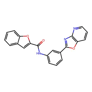 N-[3-([1,3]oxazolo[4,5-b]pyridin-2-yl)phenyl]-1-benzofuran-2-carboxamide structure