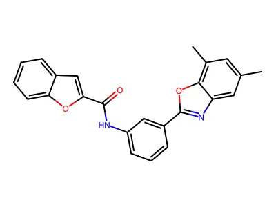 N-[3-(5,7-dimethyl-1,3-benzoxazol-2-yl)phenyl]-1-benzofuran-2-carboxamide structure