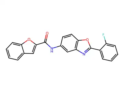 N-[2-(2-fluorophenyl)-1,3-benzoxazol-5-yl]-1-benzofuran-2-carboxamide structure