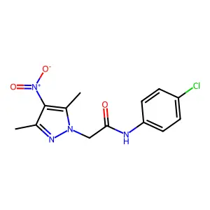 N-(4-chlorophenyl)-2-(3,5-dimethyl-4-nitropyrazol-1-yl)acetamide structure