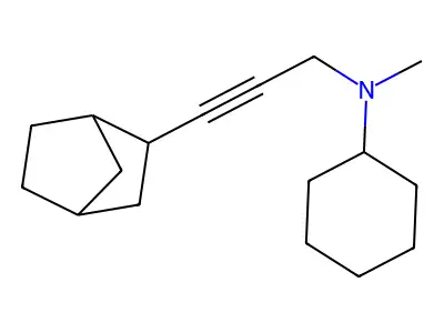 N-[3-(3-bicyclo[2.2.1]heptanyl)prop-2-ynyl]-N-methylcyclohexanamine structure