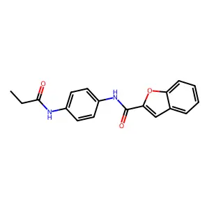 N-[4-(propanoylamino)phenyl]-1-benzofuran-2-carboxamide structure