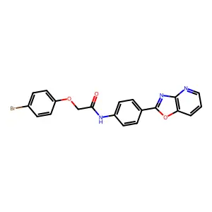 2-(4-bromophenoxy)-N-[4-([1,3]oxazolo[4,5-b]pyridin-2-yl)phenyl]acetamide structure