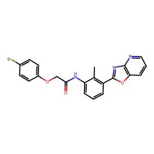 2-(4-bromophenoxy)-N-(2-methyl-3-[1,3]oxazolo[4,5-b]pyridin-2-ylphenyl)acetamide structure