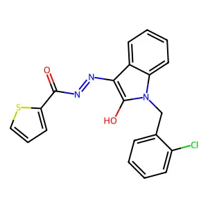 N'-[1-(2-chlorobenzyl)-2-oxo-1,2-dihydro-3H-indol-3-ylidene]-2-thiophenecarbohydrazide structure