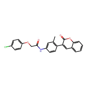 2-(4-chlorophenoxy)-N-[3-methyl-4-(2-oxochromen-3-yl)phenyl]acetamide structure