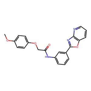 2-(4-methoxyphenoxy)-N-[3-([1,3]oxazolo[4,5-b]pyridin-2-yl)phenyl]acetamide structure