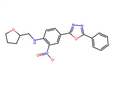 2-nitro-N-(oxolan-2-ylmethyl)-4-(5-phenyl-1,3,4-oxadiazol-2-yl)aniline structure