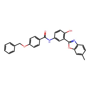 4-(benzyloxy)-N-[4-hydroxy-3-(6-methyl-1,3-benzoxazol-2-yl)phenyl]benzamide structure