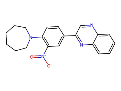 2-[4-(Azepan-1-yl)-3-nitrophenyl]quinoxaline structure