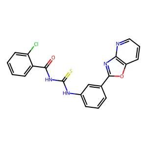 2-chloro-N-[[3-([1,3]oxazolo[4,5-b]pyridin-2-yl)phenyl]carbamothioyl]benzamide structure