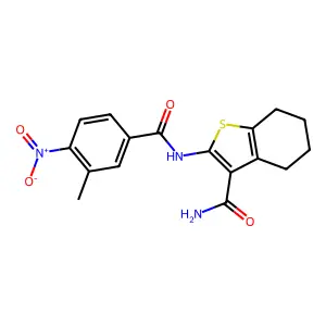2-[(3-methyl-4-nitrobenzoyl)amino]-4,5,6,7-tetrahydro-1-benzothiophene-3-carboxamide structure