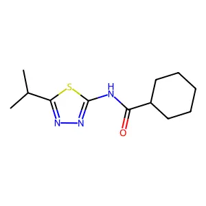 N-(5-isopropyl-1,3,4-thiadiazol-2-yl)cyclohexanecarboxamide structure