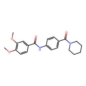 3,4-dimethoxy-N-[4-[oxo(1-piperidinyl)methyl]phenyl]benzamide structure