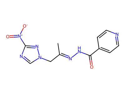 N'-(2-{3-nitro-1H-1,2,4-triazol-1-yl}-1-methylethylidene)isonicotinohydrazide structure