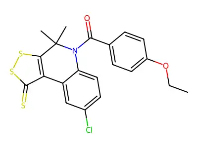 8-chloro-5-(4-ethoxybenzoyl)-4,4-dimethyl-4,5-dihydro-1H-[1,2]dithiolo[3,4-c]quinoline-1-thione structure