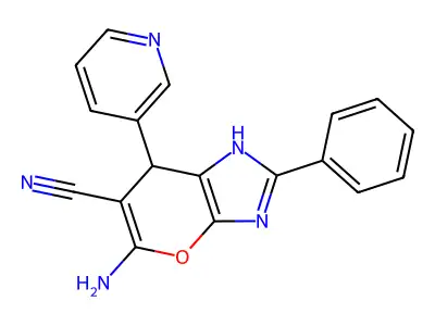 5-amino-2-phenyl-7-pyridin-3-yl-1,7-dihydropyrano[2,3-d]imidazole-6-carbonitrile structure